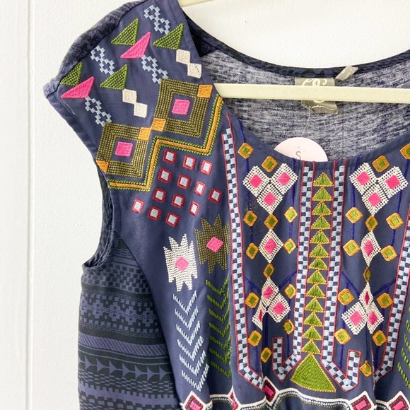 embroidered top, aztec print top, western print blouse, embroidered blouse - Picture 5 of 10